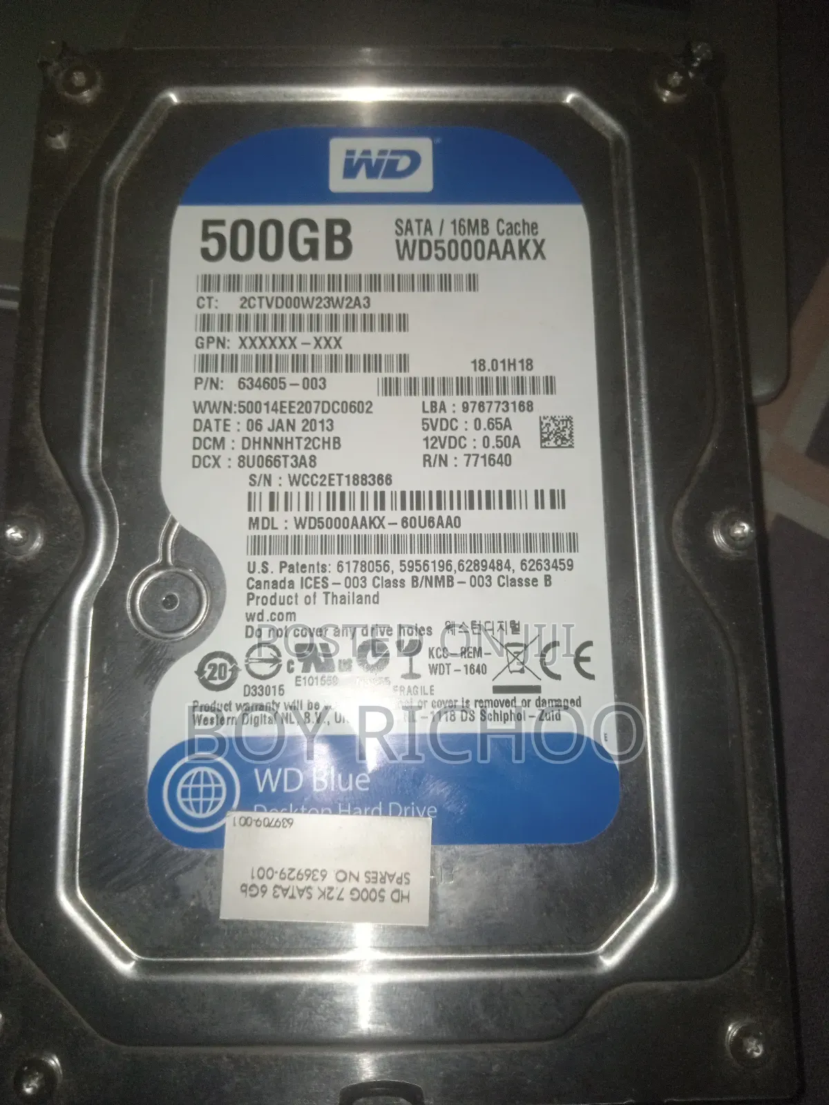 SATA WD 500GB Desktop Hard Drive From USA
