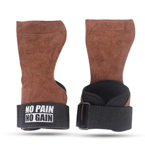 Durable Cowhide Gym Gloves with Wrist Wraps Anti-Slip Grip